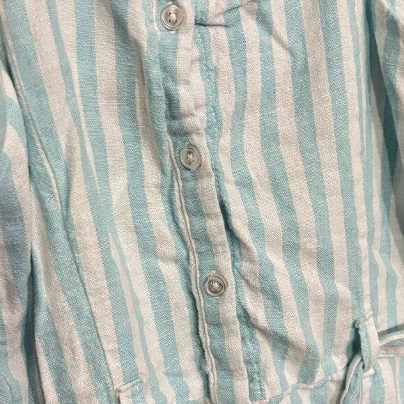 Old Navy | Girls Linen Striped Blue White Button Down Romper Jumpsuit Size L - Picture 5 of 12